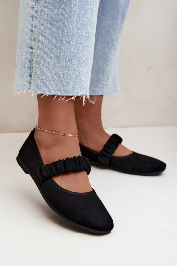 Zwarte ballerina's met gesneden banden Loreya 2