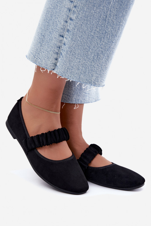 Zwarte ballerina's met gesneden banden Loreya
