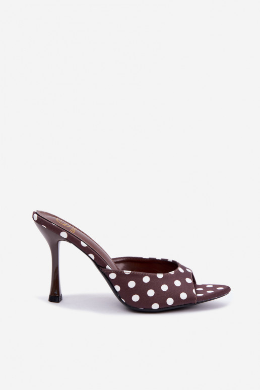 Sandales à talons fins et pois couleur chocolat Pevra