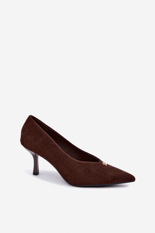 Sandales en suédine avec détails dorés couleur chocolat Adessa