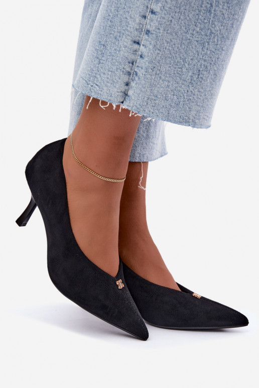 Sandales en suédine avec détails dorés couleur noire Adessa