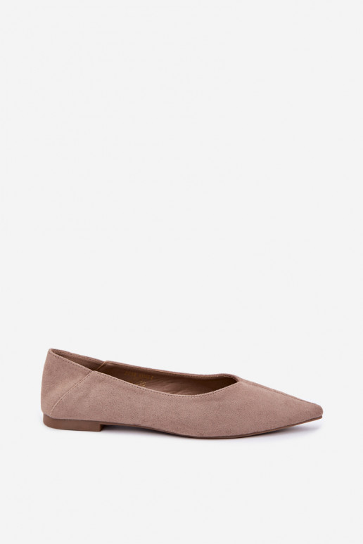 Ballerina's met spitse neuzen van faux suede in zandkleur Corabella