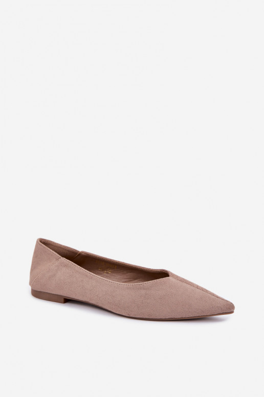 Ballerina's met spitse neuzen van faux suede in zandkleur Corabella