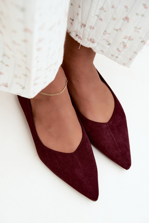 Ballerines à bouts pointus en daim synthétique couleur bordeaux Corabella