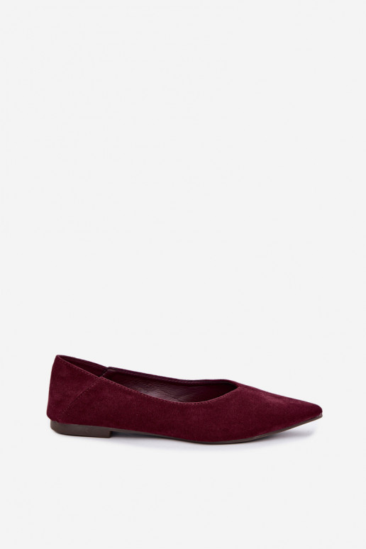 Ballerines à bouts pointus en daim synthétique couleur bordeaux Corabella