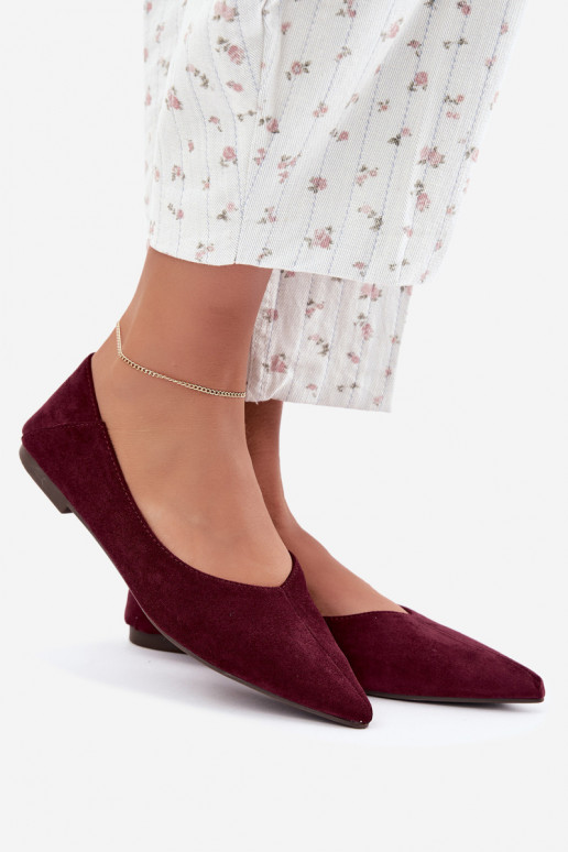 Ballerines à bouts pointus en daim synthétique couleur bordeaux Corabella