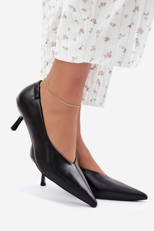 Talons avec broderie et éléments décoratifs couleur noire Dalis