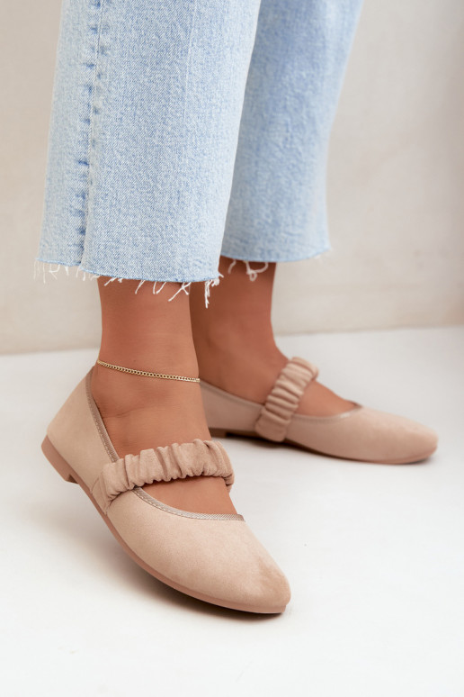 Ballerina's met decoratieve linten in zandkleur Loreya