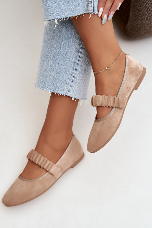 Ballerines avec des rubans décoratifs couleur sable Loreya