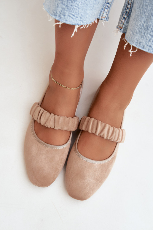 Ballerina's met decoratieve linten in zandkleur Loreya