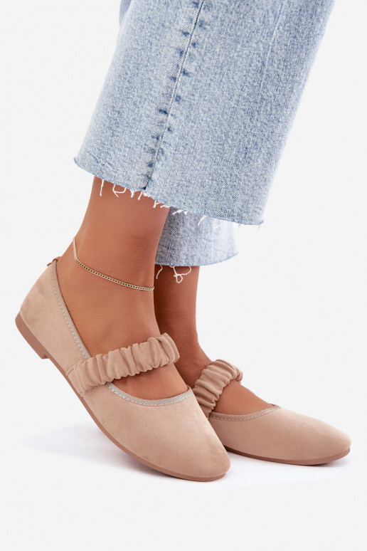 Ballerina's met decoratieve linten in zandkleur Loreya