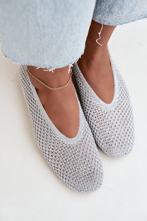 Ballerines avec motifs et résille couleur argent Calmore