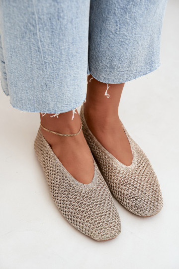 Ballerines avec motifs et résille couleur or Calmore 2