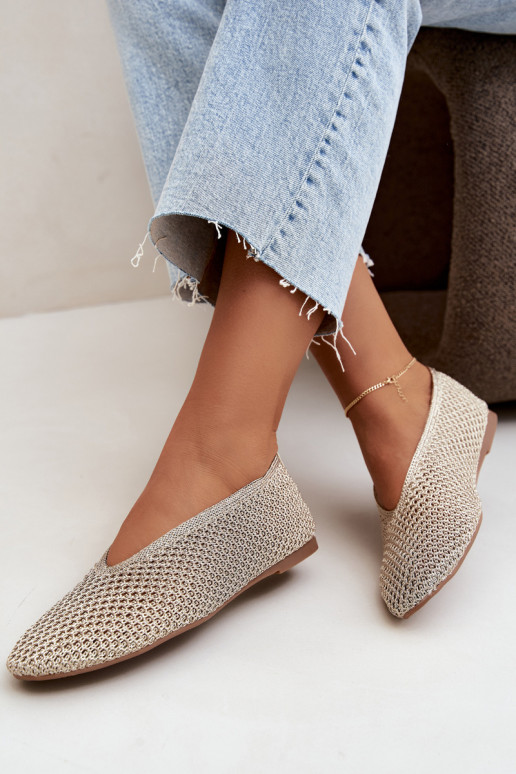 Ballerinas mit Mustern und Netz in Goldfarbe Calmore