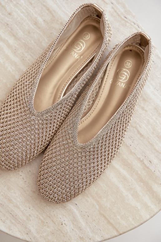 Ballerines avec motifs et résille couleur or Calmore