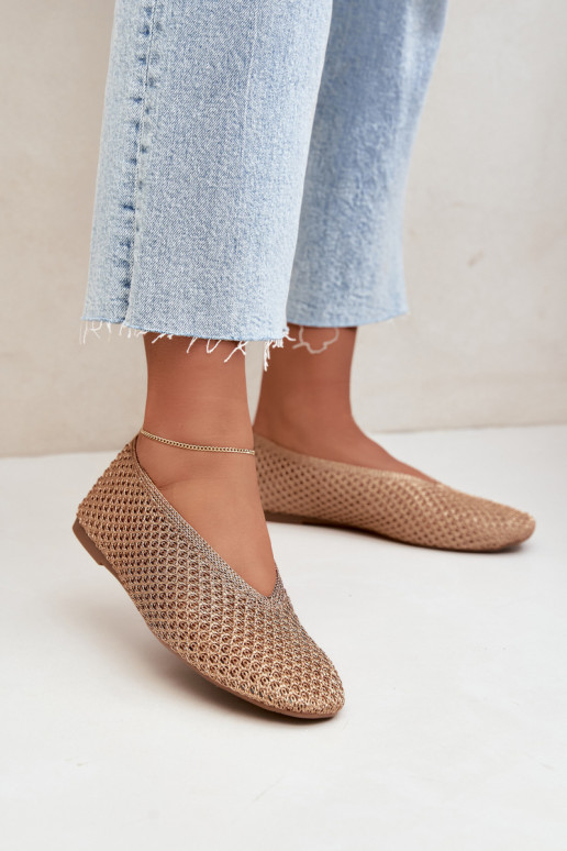 Ballerines avec motifs et résille couleur champagne Calmore