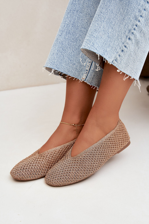 Ballerines avec motifs et résille couleur champagne Calmore