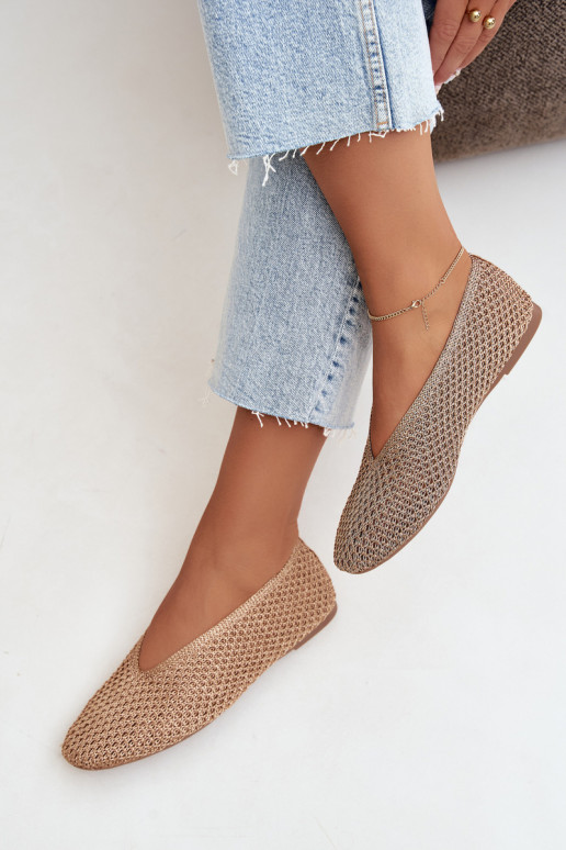Ballerines avec motifs et résille couleur champagne Calmore