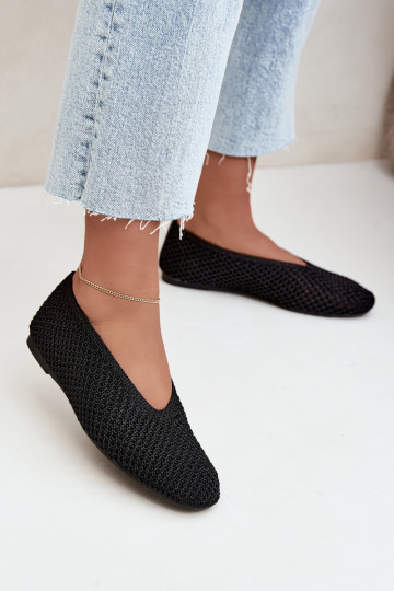 Ballerines avec motifs et résille couleur noire Calmore