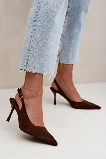 Czekolado Cassy faux suede sandalen met dunne hakken 2
