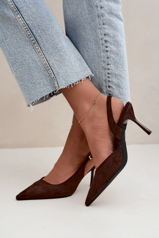 Czekolado Cassy faux suede sandalen met dunne hakken
