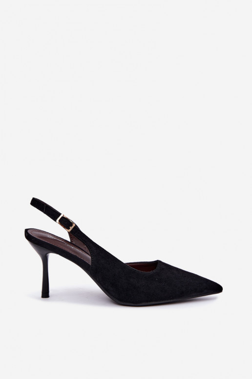 Sandales en daim synthétique Czekolado Cassy à talons fins noirs