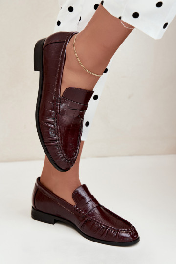 dames mocassins met ruches en reliëf in bordeaux Dalmy