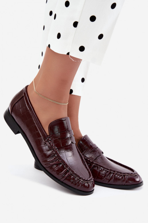 mocassins pour femmes avec volants et embossage en bordeaux Dalmy