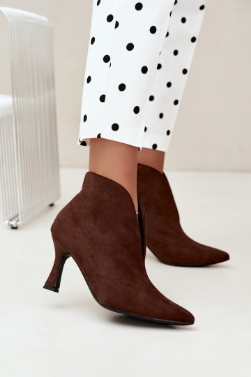 bottines pour femmes avec découpes et talons en chocolat Jelya 2