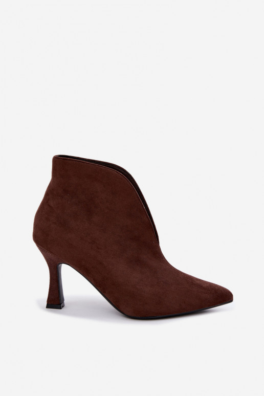 bottines pour femmes avec découpes et talons en chocolat Jelya