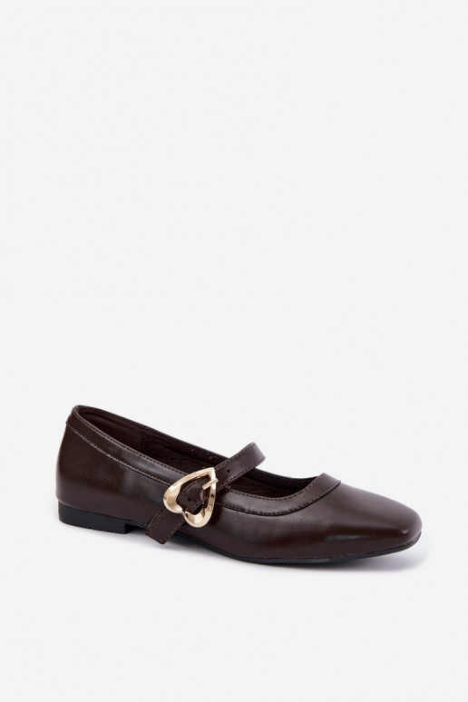 ballet flats met gespen en hartjes in chocolade Relsa