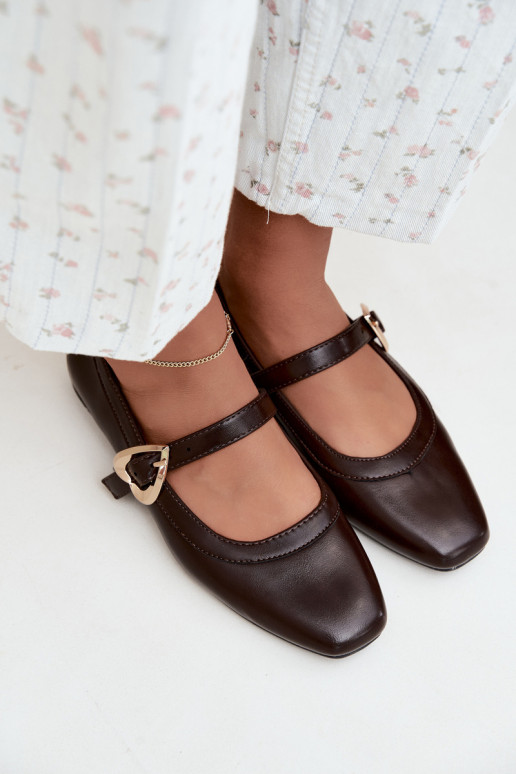 ballet flats met gespen en hartjes in chocolade Relsa
