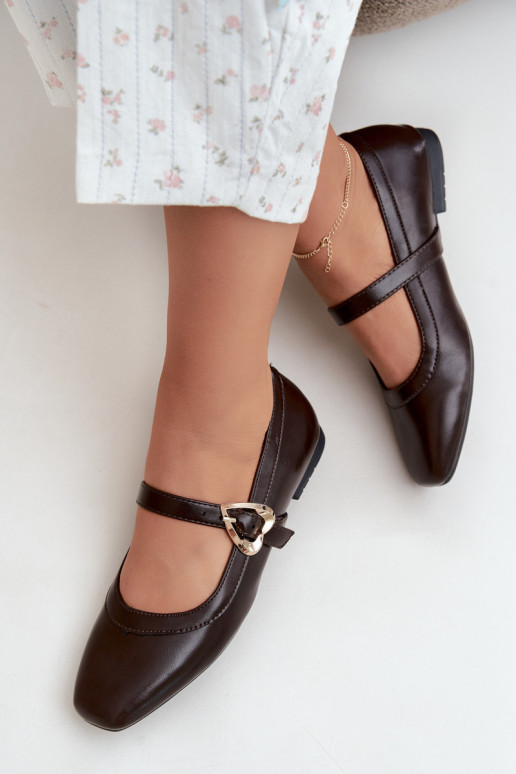 ballet flats met gespen en hartjes in chocolade Relsa