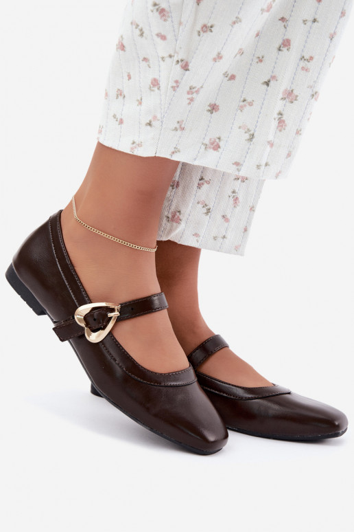 ballet flats met gespen en hartjes in chocolade Relsa