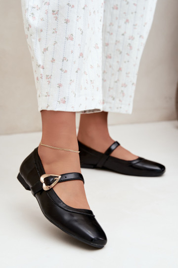 ballerines avec boucles et cœurs en noir Relsa 2