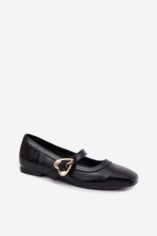 ballet flats met gespen en hartjes in zwart Relsa