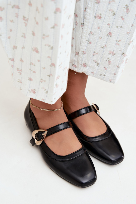 ballet flats met gespen en hartjes in zwart Relsa