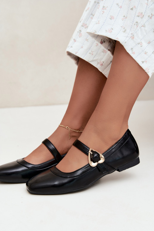 ballet flats met gespen en hartjes in zwart Relsa