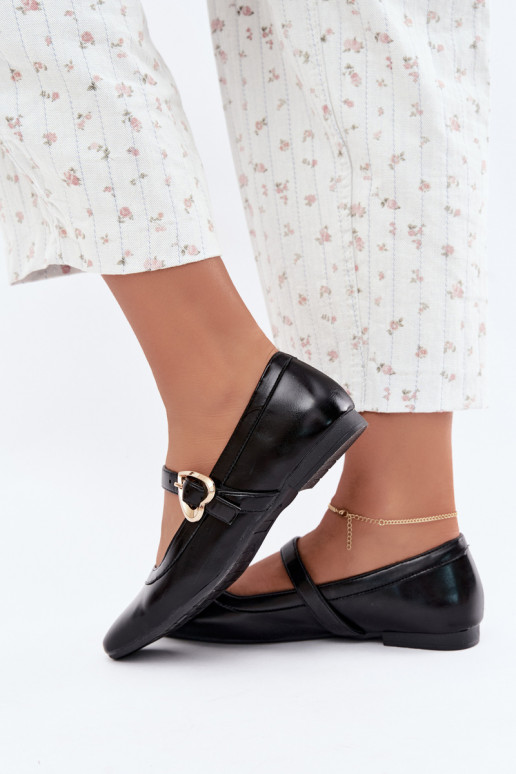 ballerines avec boucles et cœurs en noir Relsa