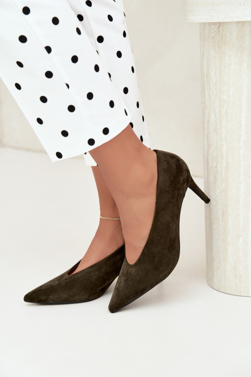 chaussures en daim pour femmes en kaki Brenya