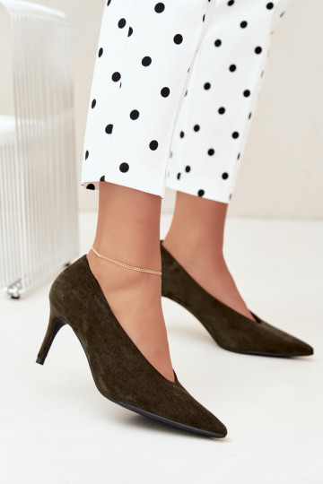 suède damesschoenen in kaki Brenya 2
