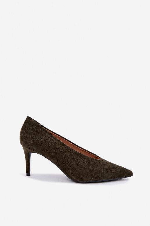 suède damesschoenen in kaki Brenya