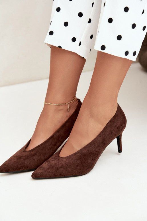 suède damesschoenen in chocolade Brenya