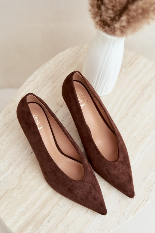 suède damesschoenen in chocolade Brenya