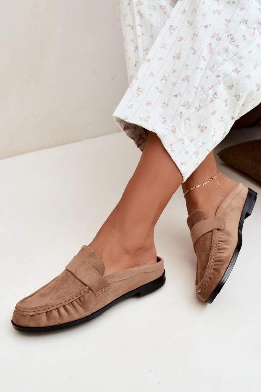 mocassins femmes à talon ouvert couleur sable Parella