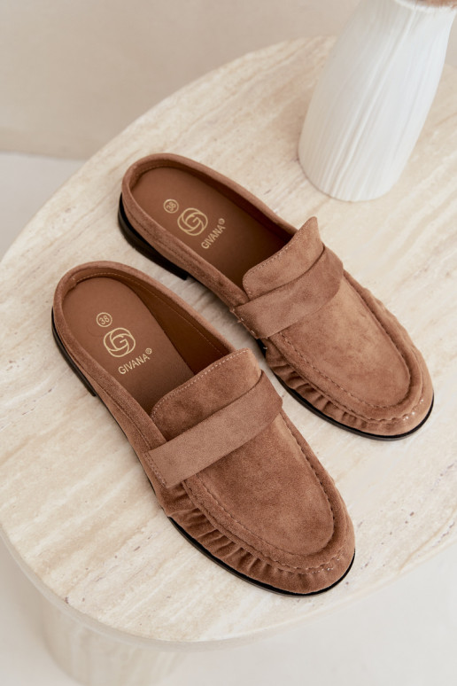 mocassins femmes à talon ouvert couleur sable Parella