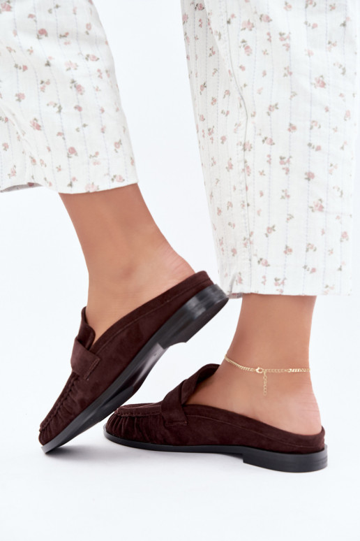 mocassins femmes à talon ouvert couleur marron Parella