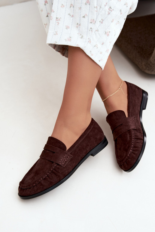 dames mocassins met rimpels in bruin Cayen