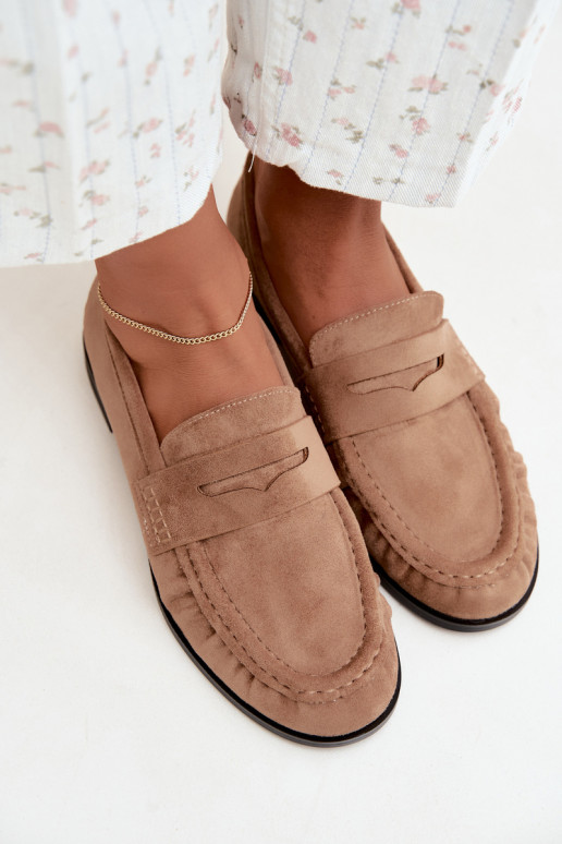Damen-Mokassins mit Rüschen in sandfarbig Cayen