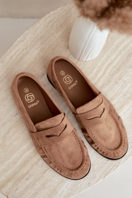 dames mocassins met rimpels in zandkleur Cayen